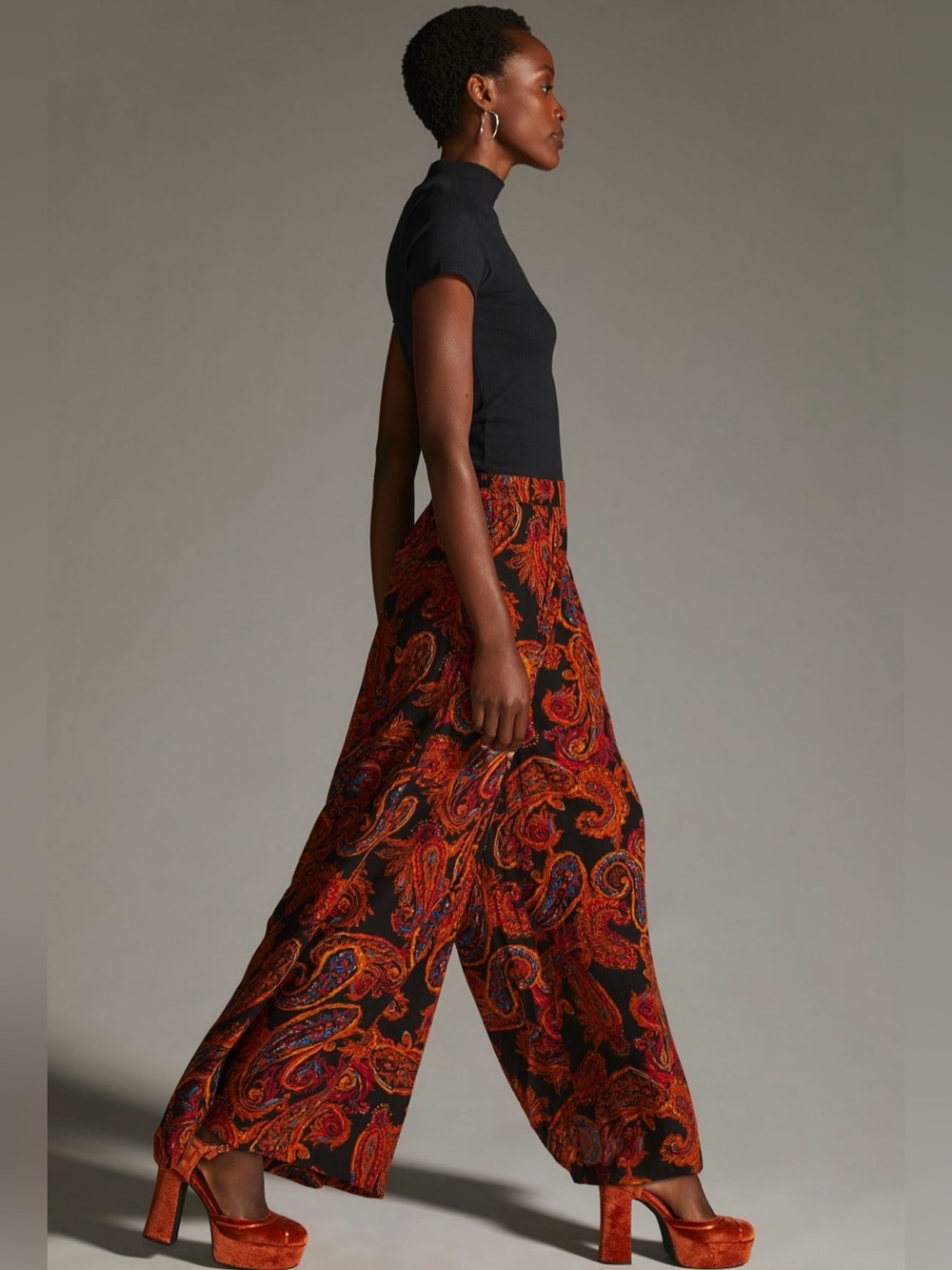 Anthropologie Ollari Printed Wide-Leg Pants XS
